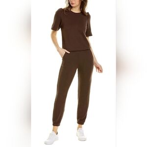 Monrow Women's Supersoft Puff Sleeve Comfy Jumpsuit Dark Brown sz M REVOLVE